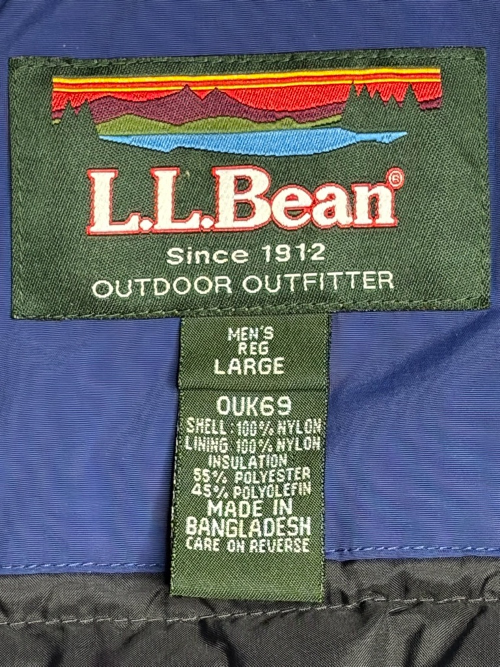 LL Bean Mens Large Insulated Jacket Blue Thinsulate Winter Coat Outdoor Hooded - Picture 5 of 5